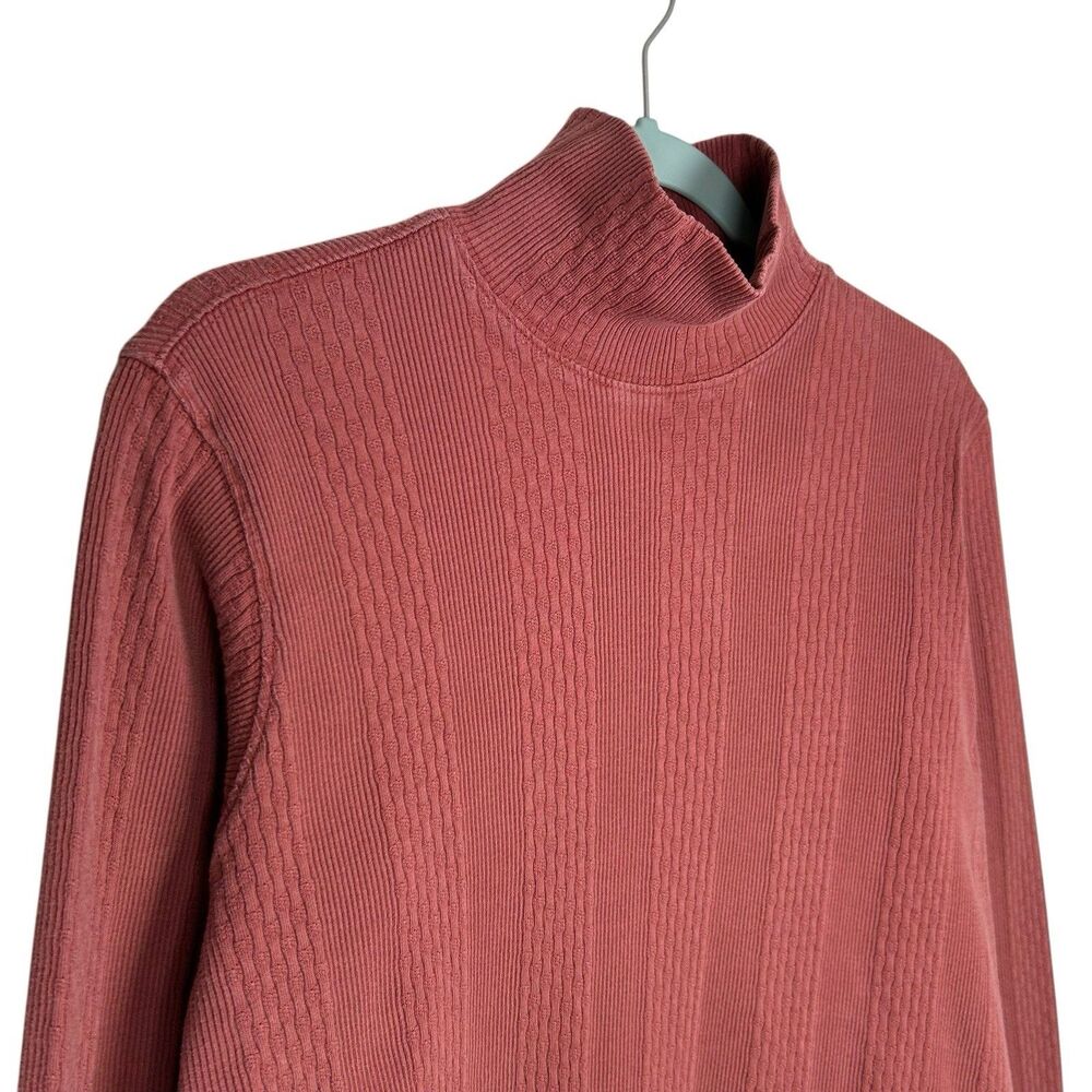 Vintage LL Bean Shirt Womens S Red Brown Ribbed Mock Neck Top Casual Base Layer - Picture 4 of 7